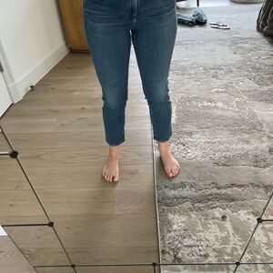 Ag Adriano Goldschmied Blue Ankle Cropped Jeans